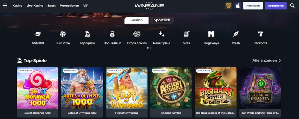 Winsane Casino - Online Casino mit Echtgeld