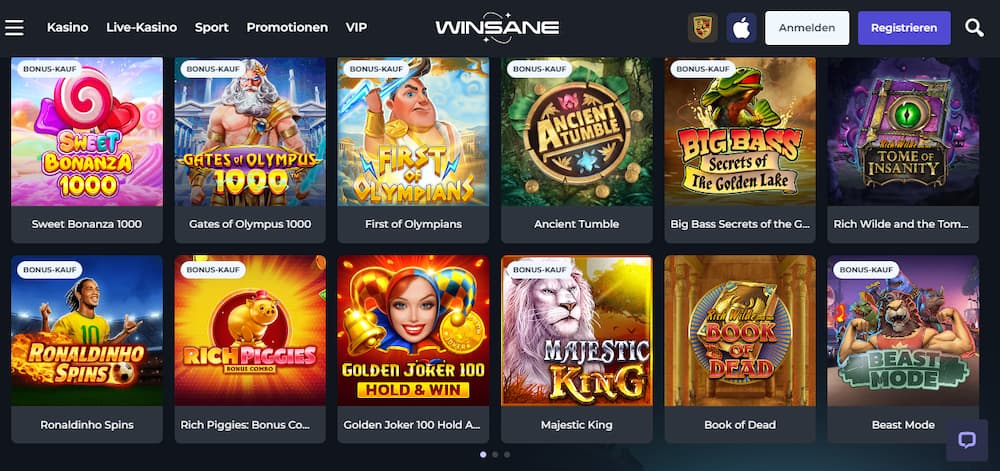 Winsane - Online Casino mit schneller Auszahlung